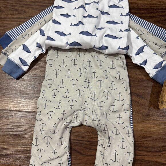 Touched By Nature Infant Boy Cotton Sleep And Play Whales 3 Pk 6-9 Months NWT - Picture 3 of 6